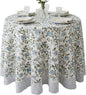 ATOSII Mahoka Blue 100% Cotton Round Tablecloth, Block Print Floral Table Cloth for Dining, Parties, Weddings, Outdoors, Holidays I 90" Inches, 6 Seater I Grandmillennial Farmhouse Boho Summer