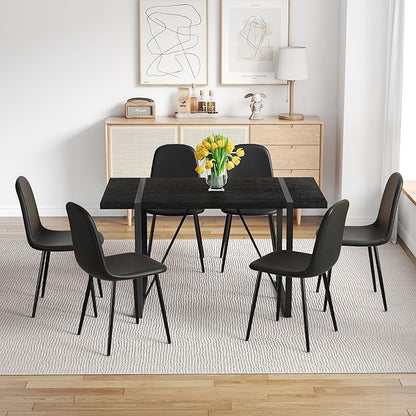 Modern Dining Table and Chairs Set of 6, 7 Piece Kitchen Table and Chairs for Kitchen Dining Room, Apartment