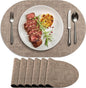 Placemats Set of 6 Non Slip, Heat Resistant Oval Faux Leather Place mats Double Layer, Waterproof Table Mats Easy to Clean for Kitchen Dining Room Coffee Office Table, Apricot