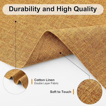 Homaxy Cloths Placemats for Dining Table Set of 4, Heat Resistant Washable Cotton Linen Blend Table Mats, Easy to Clean Place Mats for Indoor Outdoor Party Kitchen Decoration, 13" x 19", Amber