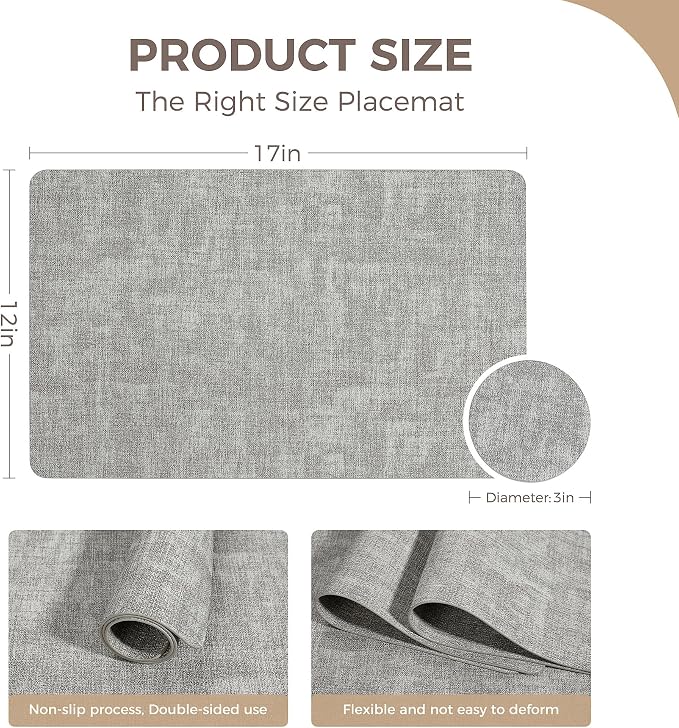 NCUE Vinyl Placemats Set of 8, Heat Resistant, Nonslip Faux Leather Waterproof - Image 4