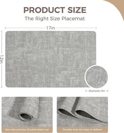 NCUE Vinyl Placemats Set of 8, Heat Resistant, Nonslip Faux Leather Waterproof - Image 4