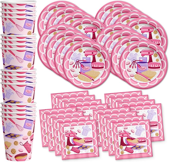 Little Baker Birthday Party Supplies Set Plates Napkins Cups Tableware Kit by BirthdayGalore
