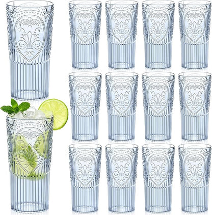 Wiwiqing 20oz Vintage Plastic Ribbed Tumblers Set of 12, Baby Shower, Birthday by Wiwiqing