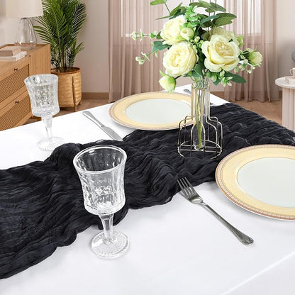 12 Pack 10Ft Black Cheesecloth Table Runner 23 x 120 Inch | Gauze Rustic Boho - Image 6