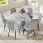 Round Dining Table Set for 6, 45" Modern Faux Marble Kitchen Table and Upholstered Chairs, 7 Piece Circle Dinner Set for Dining Room, Kitchen (Marble Gray Set)