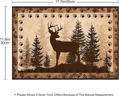 Bear and Deer Placemats Set of 4 Washable Table Place Mats for Dining Kitchen Party Decor