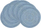 SHACOS Round Braided Placemats Set of 6 Circle Place Mats Kitchen Table Mats for Dining Table Wedding Party (Blue Gray, 6)
