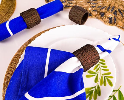 Woven Napkin Rings Set of 12, Handmade Cane Fall Napkin Rings Holders, Natural - Image 2