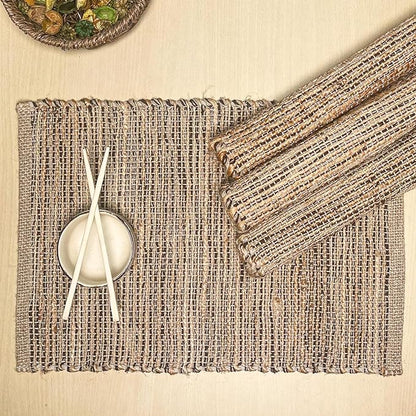 Natural Jute & Brown Placemats, 13x19 Inch Dining Table Placemats by ChardinHome