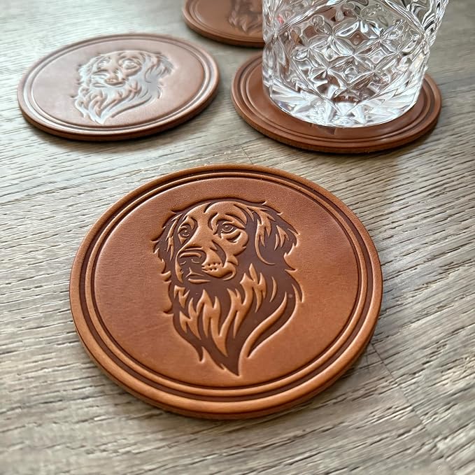 Dog Breed Leather Coasters – Premium Full Grain Table Protectors - Image 3
