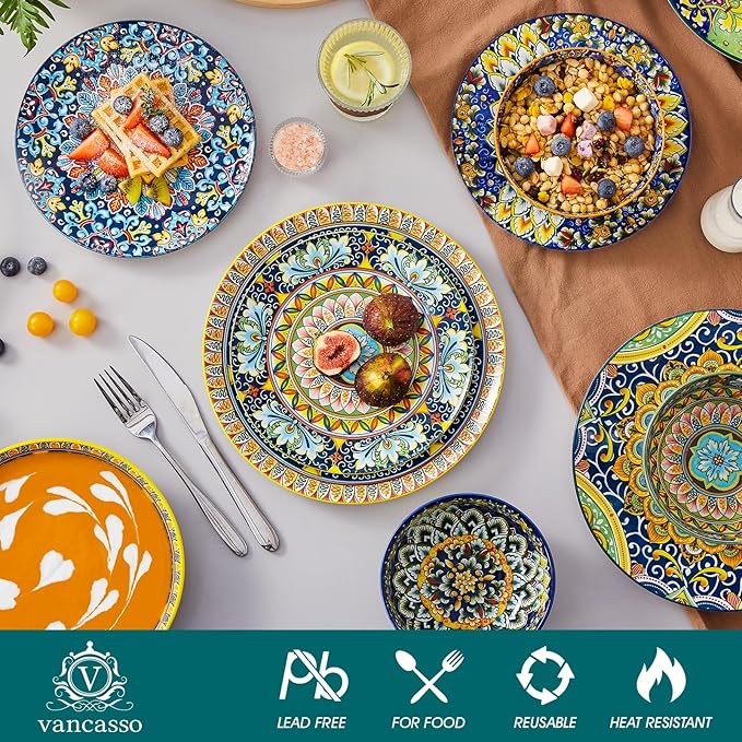 vancasso 24 Pieces Dinnerware Sets, Plates and Bowls Set, Porcelain Dishes Set - Image 3