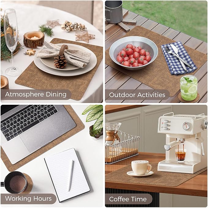 NCUE Vinyl Placemats Set of 6, Heat Resistant, Nonslip Faux Leather Waterproof - Image 6