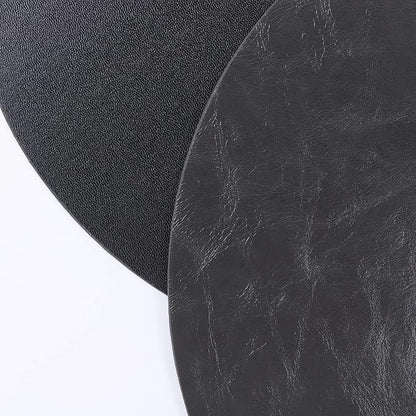 Jovono Set of 4 Round Placemats and Coasters, Faux Leather Table Mats and Desk Coasters, Plate mat Easy to Clean for Round Dining Rable, Diameter 13'' and 3.9'' Gray