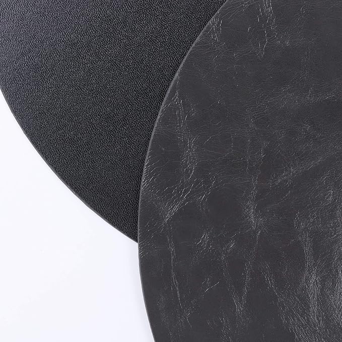 Jovono Set of 4 Round Placemats and Coasters, Faux Leather Table Mats and Desk - Image 3