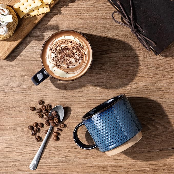GBhome 12 OZ Stackable Coffee Mugs Set of 6, Ceramic Coffee Cups Set | 3 - Image 2