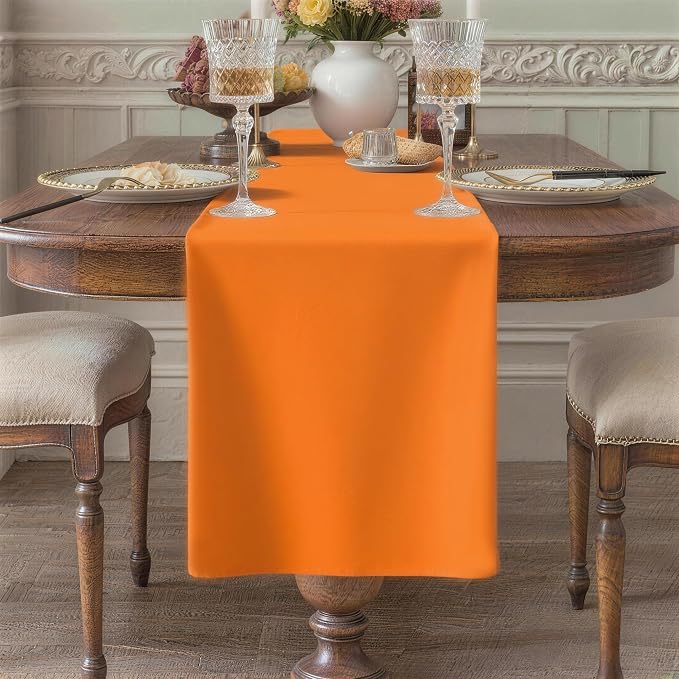 Orange Table Runner, Waterproof Washable Runners 72 Inches Long | Reusable by KAIPHO