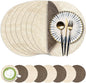 13-Inch Faux Leather Round Placemats Set of 8, Waterproof Anti-Slip Dual Sided Place mats, Heat Resistant Washable Table Mats with Coaster, Suitable for Indoor & Outdoor (8, Beige Dark Coffee)