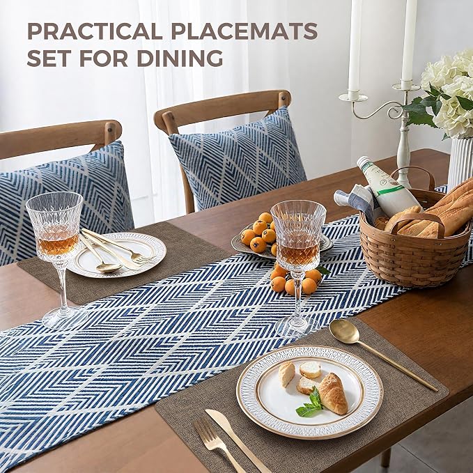 NCUE Vinyl Placemats Set of 6, Heat Resistant, Nonslip Faux Leather Waterproof - Image 5