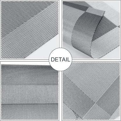 Placemats,Table Place Mats for Kitchen Dining, Heat-Resistant Anti-Skid Stain Washable PVC Table Mats, Easy to Cleaning Woven Vinyl Dinner Mats (Dark Silver, 6 Pack)