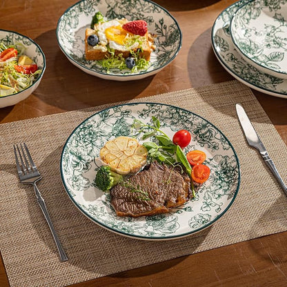 12-Piece Dinnerware Set Service 4, Porcelain Plates and Bowls Set, Vintage - Image 7