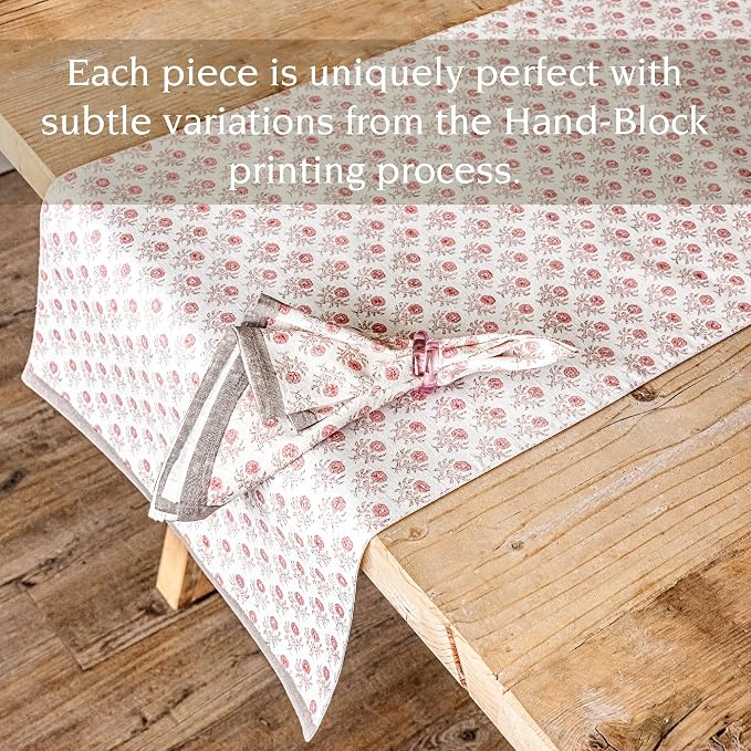 Over&Back 18x108 Hand-Blocked Printed Cotton Table Runner - Image 3