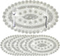 Sparkling Silver Diamond Placemats Bling Oval Place Mat Heat Elegant Table Decor for Weddings, Holidays, and Special Events (15x9 Inch)-4 PCS