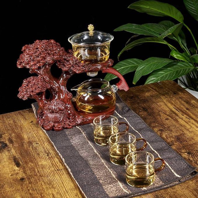 Zurucily Glass Teapot Set with Infuser Semi Automatic Tea Set Magic Teapot - Image 4