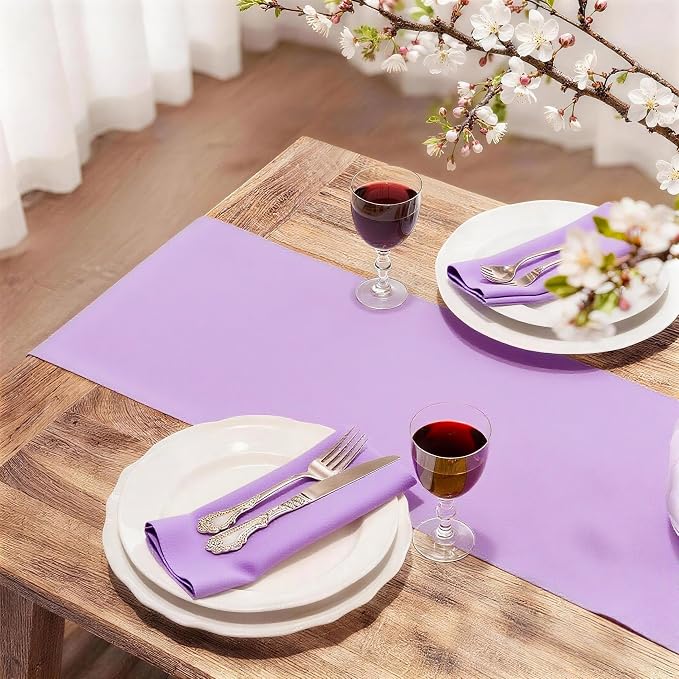FOLINS&HOME Lavender Waterproof Decorative Table Runner 60 Inches Long | 210GSM - Image 2