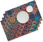 Boho Bohemian Placemats Set of 4, Line Table Mats | Vibrant Mosaic Print by Winotic