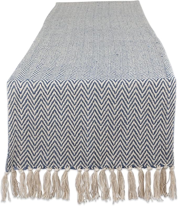 DII Woven Basic Tabletop Collection, Chevron Table Runner, French Blue by DII