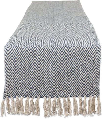 DII Woven Basic Tabletop Collection, Chevron Table Runner, French Blue by DII