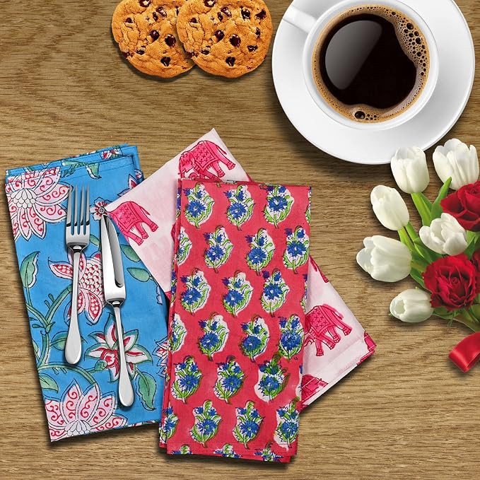 DIYANAIMPEX 10 Pc Cotton Cloth Napkins Hand Block Print Hand Made Size 16x16 - Image 2