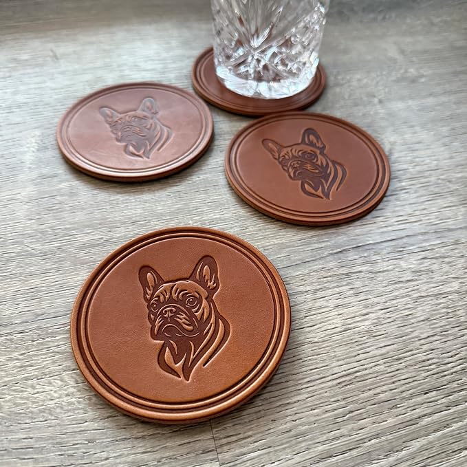 Dog Breed Leather Coasters – Premium Full Grain Table Protectors - Image 3