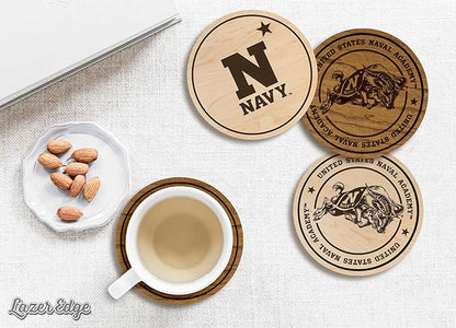 LazerEdge United States Naval Academy Goats Wooden Coaster Set - Maple Wood - Officially Licensed Product - 4-Pack
