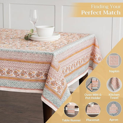 Maison d' Hermine Table Cloth Square Table 100% Cotton 54 x 54 Inches Fall Tablecloth Reusable Everyday Use for Thanksgiving Christmas Decorations Dining Farmhouse Party (Nila)