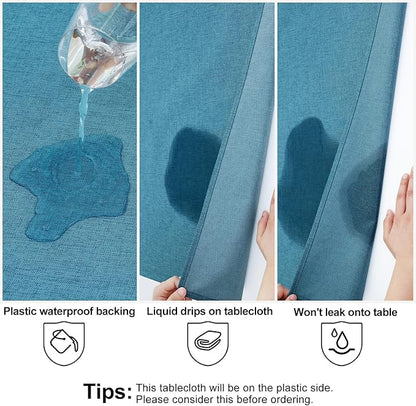 Smiry Rectangle Faux Linen Table Cloth, Waterproof Burlap Fabric Tablecloth, Washable Decorative Farmhouse Table Covers for Kitchen, Dining, Parties, 60x84, Teal