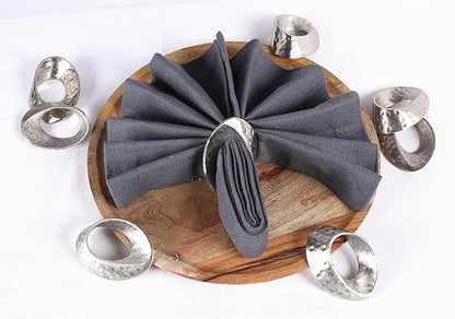 Mobius Metal Napkin Rings - 12-Pack Silver Art Deco Lightweight Metal Table Décor for Fall, Thanksgiving, Banquet, Christmas, Decor, Weddings, Dinner Parties & Everyday Use - ALPHA Living HOME