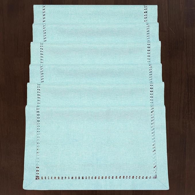 Grelucgo Set of 4 Handcrafted Solid Aqua Color Dining Table Place-mats - Image 3