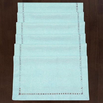 Grelucgo Set of 4 Handcrafted Solid Aqua Color Dining Table Place-mats - Image 3