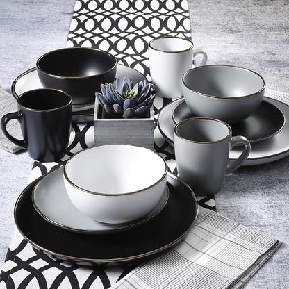 Gibson Home Rockaway 16-Piece Round Stoneware Dinnerware Set, Service - Image 7