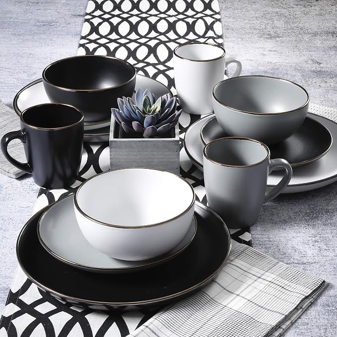 Gibson Home Rockaway Round Stoneware Dinnerware Set, Service - Image 7