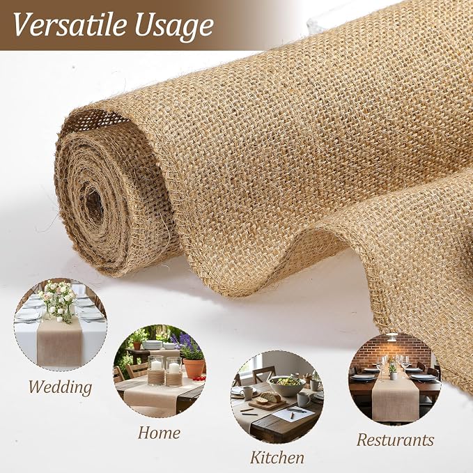 10 Pack Burlap Table Runners 12 x 71 Inch Rustic Linen Table Runner Natural - Image 7