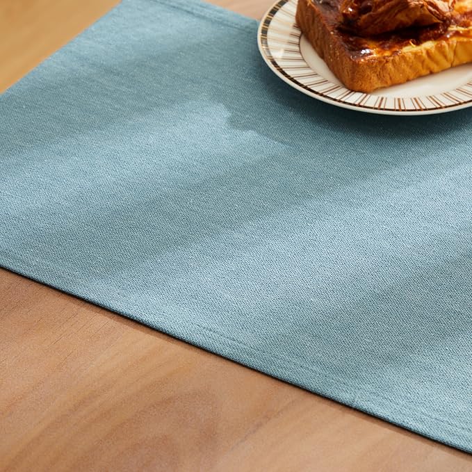 Rustic Cotton Linen Table Runner, 13x108 Inches River Blue | Farmhouse Style - Image 6