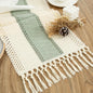 Boho Green Table Runner, 12x36 Inches | Tassels, Summer Farmhouse, Woven Cotton by Counfeisly