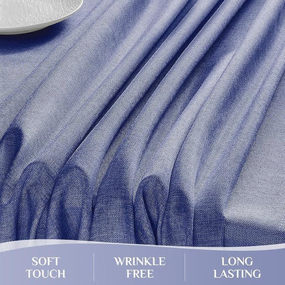 Softalker Extra Long Rectangular Tablecloths 60 x 120 inch Blue Faux Linen Table Cloth Outdoor Waterproof Stain and Wrinkle Resistant Table Cover for Spring Easter Party Picnic Decor Vintage Tabletop