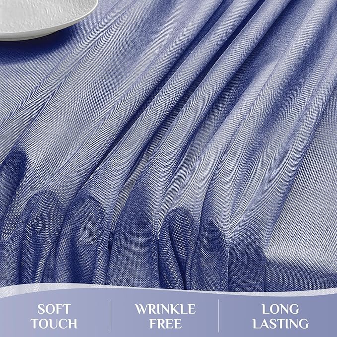 Softalker Large Blue Tablecloth Rectangular 104 x 60 Inch Linen Textured Outdoor Table cloth Stain and Wrinkle Resistant Table Cover for Spring,Easter,Summer,Party,Garden,Coffee Vintage Decor Tabletop