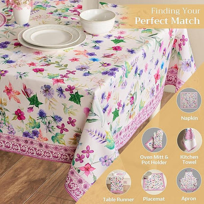 Maison d' Hermine Table Cloth Rectangle Table 100% Cotton 70 x 140 Inches Tablecloth Reusable Decorative for Dining Room Farmhouse Home Valentines Day Decorations Spring Summer - Chardon