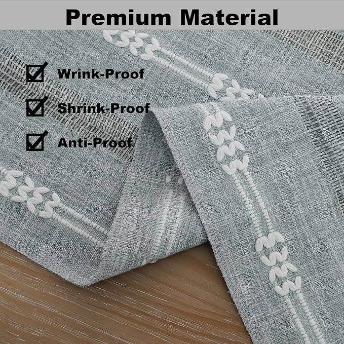 Gernaice Boho Table Runner, Embroidered Cotton Linen Farmhouse Table Runners - Image 4