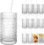 Dingerjar Upgraded Large Capacity 16 oz/480 ml Hobnail Glasses Drinking Set of by Dingerjar